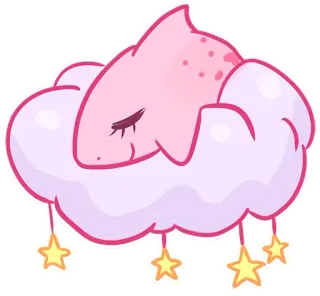 😴 5e8d0c8d tiburón, nube, durmiendo, lindo, dibujos animados, rosa, estrella, caprichoso whatsapp sticker