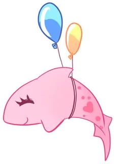🎈 60377e70 Tiburón, Globo, Rosa, Lindo, Animal, Dibujos animados whatsapp sticker