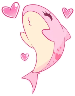 🥰 694d6499 tiburón, lindo, corazones, amor, rosa, animal, dibujos animados, dulce whatsapp sticker