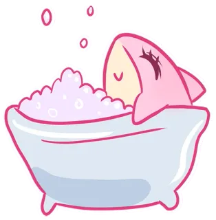 🧖‍♀ 81c93ff4 Tiburón, Bañera, Baño de burbujas, Relajante, Mono, Dibujos animados, Rosa whatsapp sticker