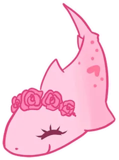 ☺️ 9cd625e8 tiburón, lindo, rosa, corona de flores, animal, pegatina whatsapp sticker