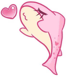 😘 cb8baa3c delfín, lindo, rosa, corazón, animal, mar, kawaii, dibujos animados whatsapp sticker