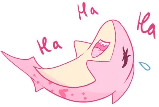 😄 ce8a0b1f Ha Ha Ha Tiburón, Riendo, Rosa, Dibujos animados, Feliz, Divertido whatsapp sticker