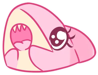 😮 e933b06c tiburón, dibujos animados, mono, rosa, animal marino, kawaii whatsapp sticker