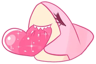 ❤️ fdd7a1fa tiburon, corazón, dibujos animados, lindo, rosa, kawaii, lengua, animal whatsapp sticker