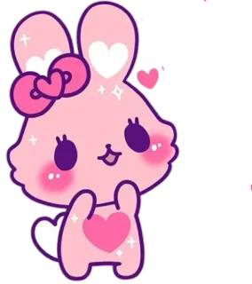 🥰 1027a74d coniglio, carino, kawaii, rosa, cuore, animale, cartone animato, adesivo telegram sticker