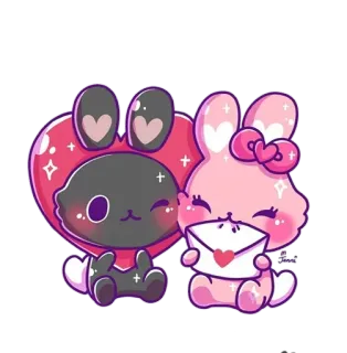💌 23b82ffa coniglio, carino, kawaii, cuore, animale, cartone animato, amore, adorabile telegram sticker