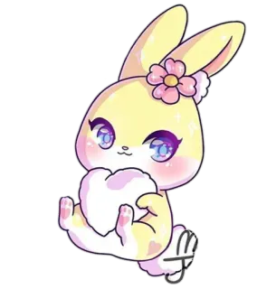 💗 46175b65 coniglio, carino, animale, cuore, kawaii, fiore telegram sticker