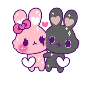 😍 63c24e5d Coniglio, Kawaii, Carino, Cuori, Amicizia, Scintillio telegram sticker