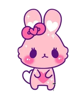 ☺️ 6cf25f53 coniglio, carino, kawaii, rosa, cuore, animale telegram sticker