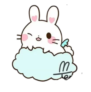 ☁️ 8955267f coniglio, kawaii, carino, animale, nuvola, adesivo, ali telegram sticker