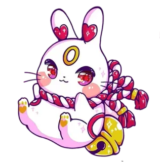 😻 d5c982f9 coniglio, kawaii, carino, coniglietto, animale, cartone animato, adesivo, rosso, bianco telegram sticker