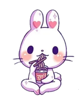 🍜 e9eb4053 Noodle Cup coniglio, kawaii, noodles, carino, animale, mangiare, tazza telegram sticker