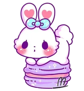 🍪 eef45000 coniglio, macaron, carino, animale, dolce, kawaii, illustrazione telegram sticker
