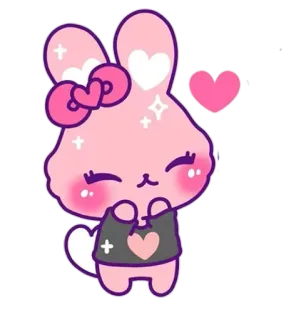 ☺️ f79f72d4 carino, kawaii, coniglio, rosa, cuore, cartone animato telegram sticker