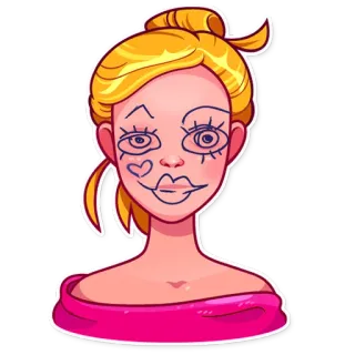 💅 1f272b6e femme, visage, dessin animé, autocollant, portrait whatsapp sticker