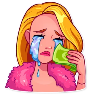 😭 23fa1ed4 pleurer, argent, blonde, triste, cher whatsapp sticker
