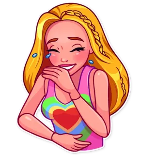 😂 9647a76b rire, fille, autocollant, coeur, dessin animé, blonde whatsapp sticker
