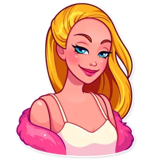 😏 b3b3631e femme, cheveux blonds, portrait, fourrure, glamour, mode whatsapp sticker