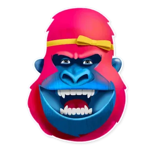 😈 4bc1bccf ゴリラ, サル, 動物, 漫画, マスコット, 面白い, ヘッドバンド, イラスト telegram sticker