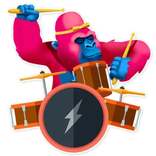 🥁 696a4d55 ゴリラ, ドラマー, ドラム, 音楽, 漫画 telegram sticker