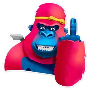🖕 b3e1b398 ゴリラ, 中指, 攻撃的, 漫画, 動物 telegram sticker