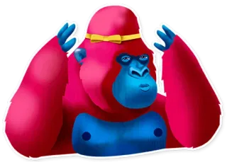 🙌 bd7d7888 ゴリラ, 動物, ピンク, 青, 帽子 telegram sticker