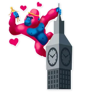 😍 f0857677 ゴリラ, ハート, タワー, ロンドン, バナナ, 漫画, 動物, 建物 telegram sticker