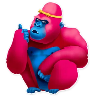 👍 f20fe836 ゴリラ, 漫画, 動物, 類人猿, ピンク, 面白い, 帽子 telegram sticker