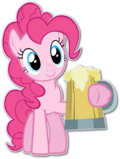 🍺 8a78618a Pinkie Pie My Little Pony pony, cartone animato, birra, bere, alcol, amicizia telegram sticker