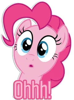 😜 7046734c Pinkie Pie My Little Pony Ohhh! my little pony, pinkie pie, dibujos animados, impactado, sorpresa, lindo whatsapp sticker