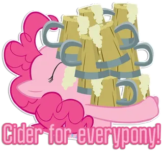 🤨 b6c7c249 Pinkie Pie My Little Pony Cider for everypony! poni, dibujos animados, sidra, bebidas, animal, amistad, magia whatsapp sticker