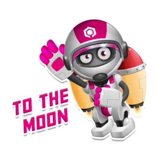 🚀 0972f93d TO THE MOON 로켓, 우주, 우주비행사, 만화, 달, 분홍색, 마스코트 telegram sticker