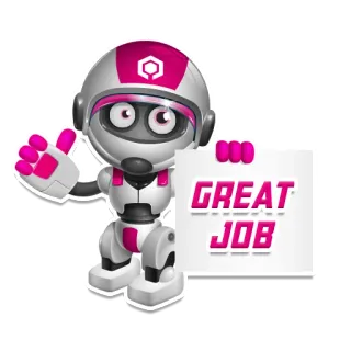 👍 3eb388c4 GREAT JOB 로봇, 잘했어요, 성취, 격려, 긍정적, 성공, 만화, 스티커 telegram sticker