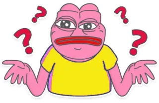 ❓ 03d896df 개구리, 질문, 혼란스러운, 밈, 분홍색, 만화 telegram sticker