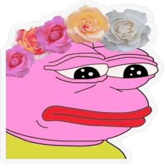 🐸 154cf724 Pepe the Frog 페페 더 프로그, 밈, 인터넷 문화, 장미, 꽃 왕관, 만화 개구리 telegram sticker