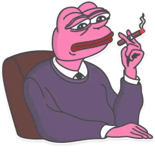🚬 e6e1e748 Pepe the Frog 페페, 개구리, 밈, 흡연, 시가, 사업가 telegram sticker