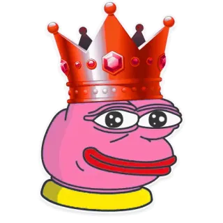 👑 f4995aa7 Pepe the Frog 페페, 개구리, 밈, 왕관, 분홍색 telegram sticker