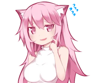 😅 6a55e699 动漫, 猫娘, 卡哇伊, 粉色头发, 得意 telegram sticker