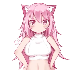 ☹️ be8aa0fa 动漫, 猫娘, 粉色头发, 动漫女孩 telegram sticker