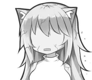 😱 f3b6d687 动漫, 漫画, 女孩, 猫耳, 破裂, 灰色, 悲伤 telegram sticker