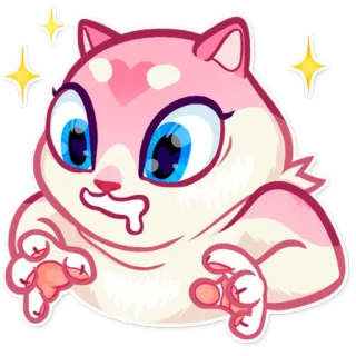 🤤 5e4d587a kartun, kucing, berkilau, lucu, kawaii, stiker whatsapp sticker