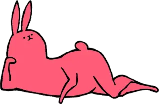 😀 40b02b5e ウサギ, バニー, 動物, 横たわっている, ピンク, 漫画 telegram sticker