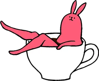 😊 41401c12 ウサギ, カップ, コーヒー, リラックス, アニメ, 可愛い telegram sticker