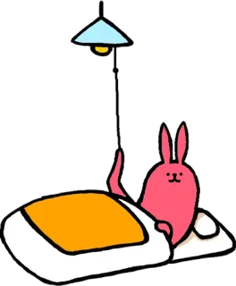 😛 5a4ff523 うさぎ, ベッド, 睡眠, ランプ, 漫画, かわいい, リラックス telegram sticker