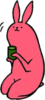 😀 5d7766a4 うさぎ, バニー, ピンク, かわいい, 動物, お茶, 飲む telegram sticker