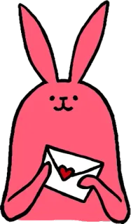😙 781a714d うさぎ, ウサギ, ラブレター, ハート, かわいい, 動物, ピンク telegram sticker
