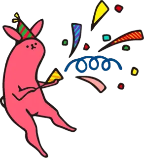 😊 7889b2d7 動物, お祝い, パーティー, ウサギ, 紙吹雪, 帽子, お祭り, 可愛い telegram sticker