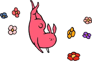 😀 94ff0782 漫画, ウサギ, 花, 可愛い, ピンク, ユニーク, 動物, ファンタジー telegram sticker