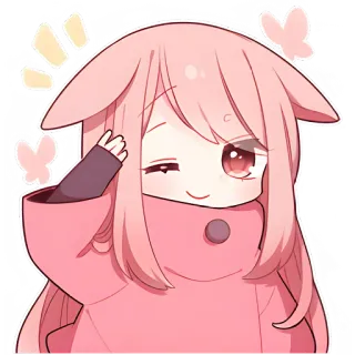 🫡 219b9d00 anime, kawaii, cute, chibi, girl, pink, butterfly, sticker telegram sticker